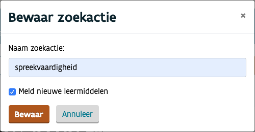 Zoekactie naar lesmateriaal bewaren en meldingen ontvangen- bewaar met meldingen
