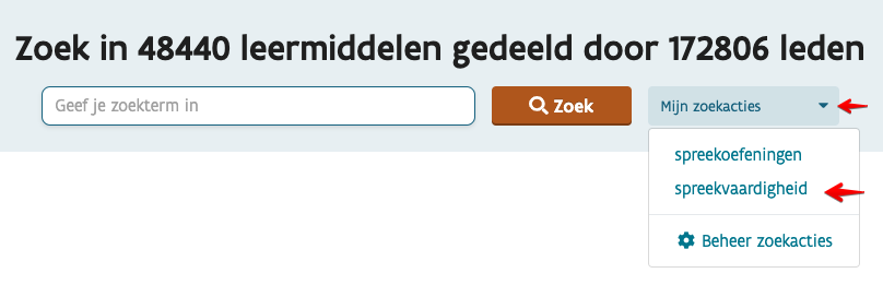 Zoekactie naar lesmateriaal bewaren en meldingen ontvangen- bewaarde zoekactie uitvoeren
