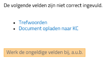 niet correct ingevulde velden