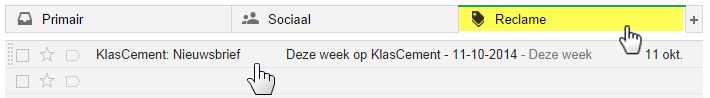 gmail kies tabblad reclame