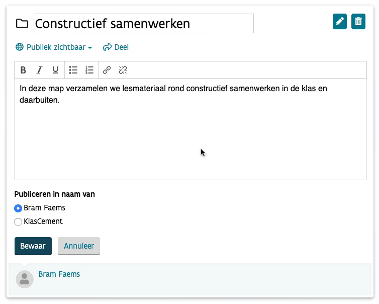 favorietenmappen in naam van organisatie