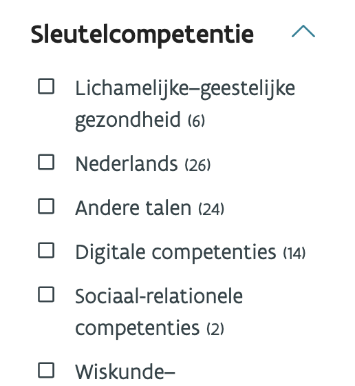 Sleutelcompetenties filter