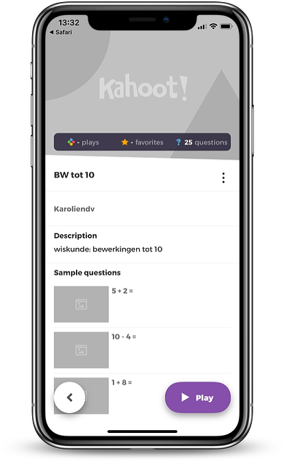 Kahoot! app om alleen de quizzen