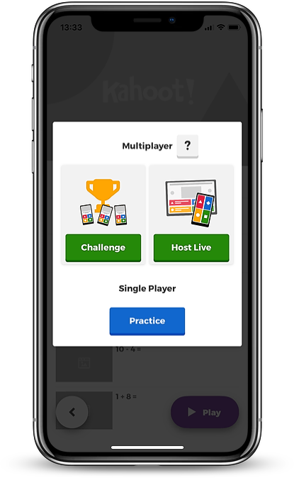 Kies Practice om alleen Kahoot! te spelen