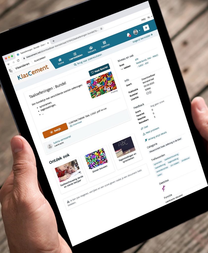 Tablet met KlasCement ontdek ook