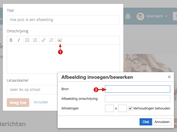 Afbeelding toevoegen aan leraarskamer