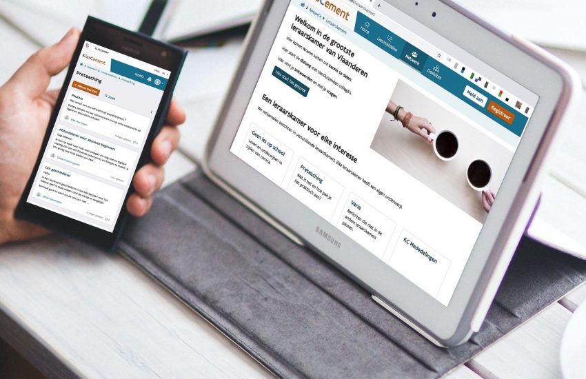 Leraarskamer op tablet en smartphone
