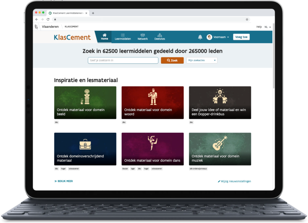 Homepage KlasCement met deeltijds kunstonderwijs