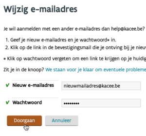 wijzig e-mailadres - doorgaan